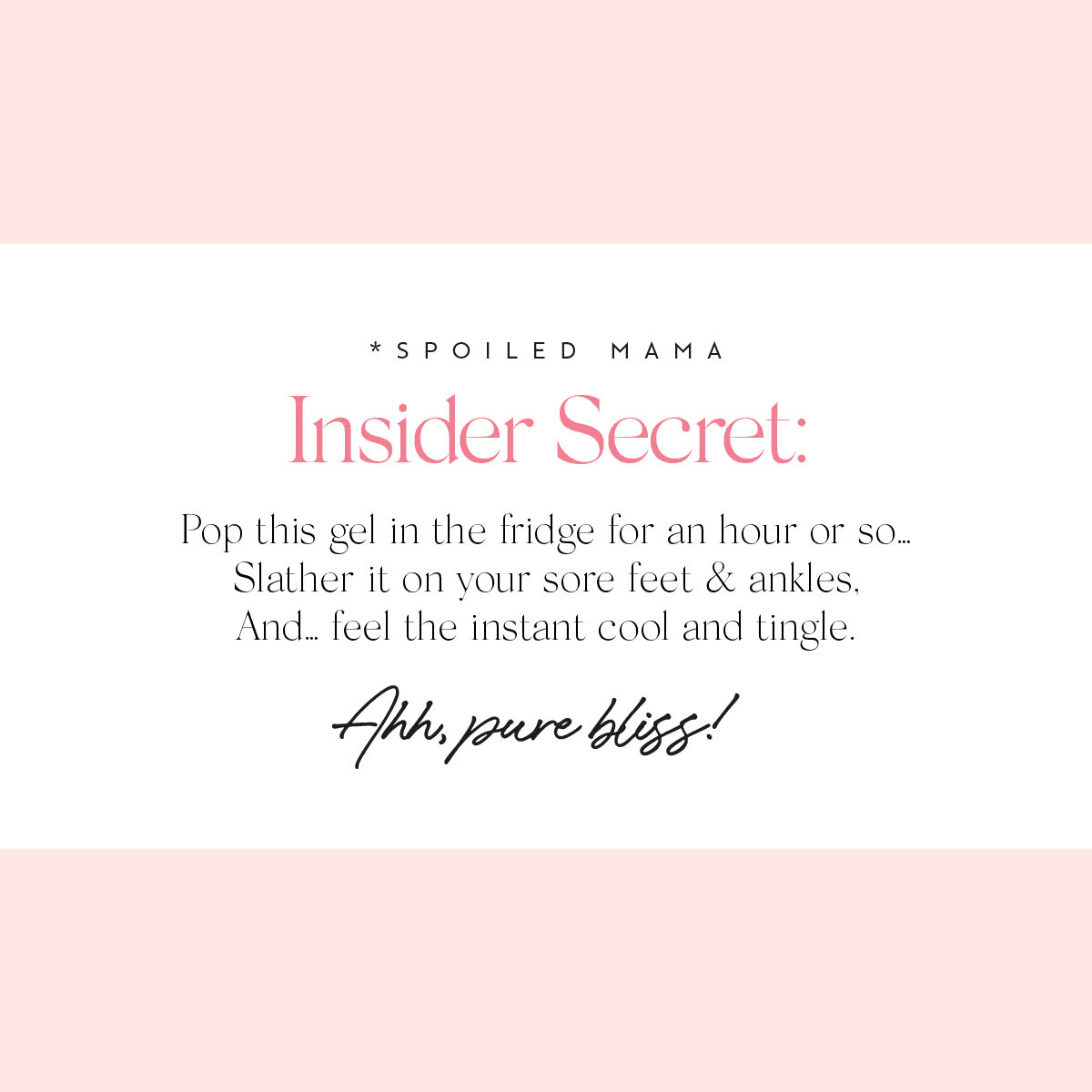 Text on a green and pink gradient background about a product 'Spoiled Mama'.