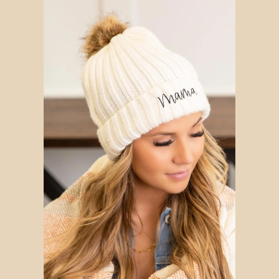 Mama Knitted Beanie Hat - Perfect Gift for Moms-to-be