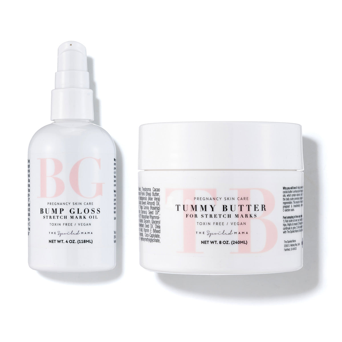 Stretch Mark Prevention Kit - Bump Gloss and Tummy Butter on white background