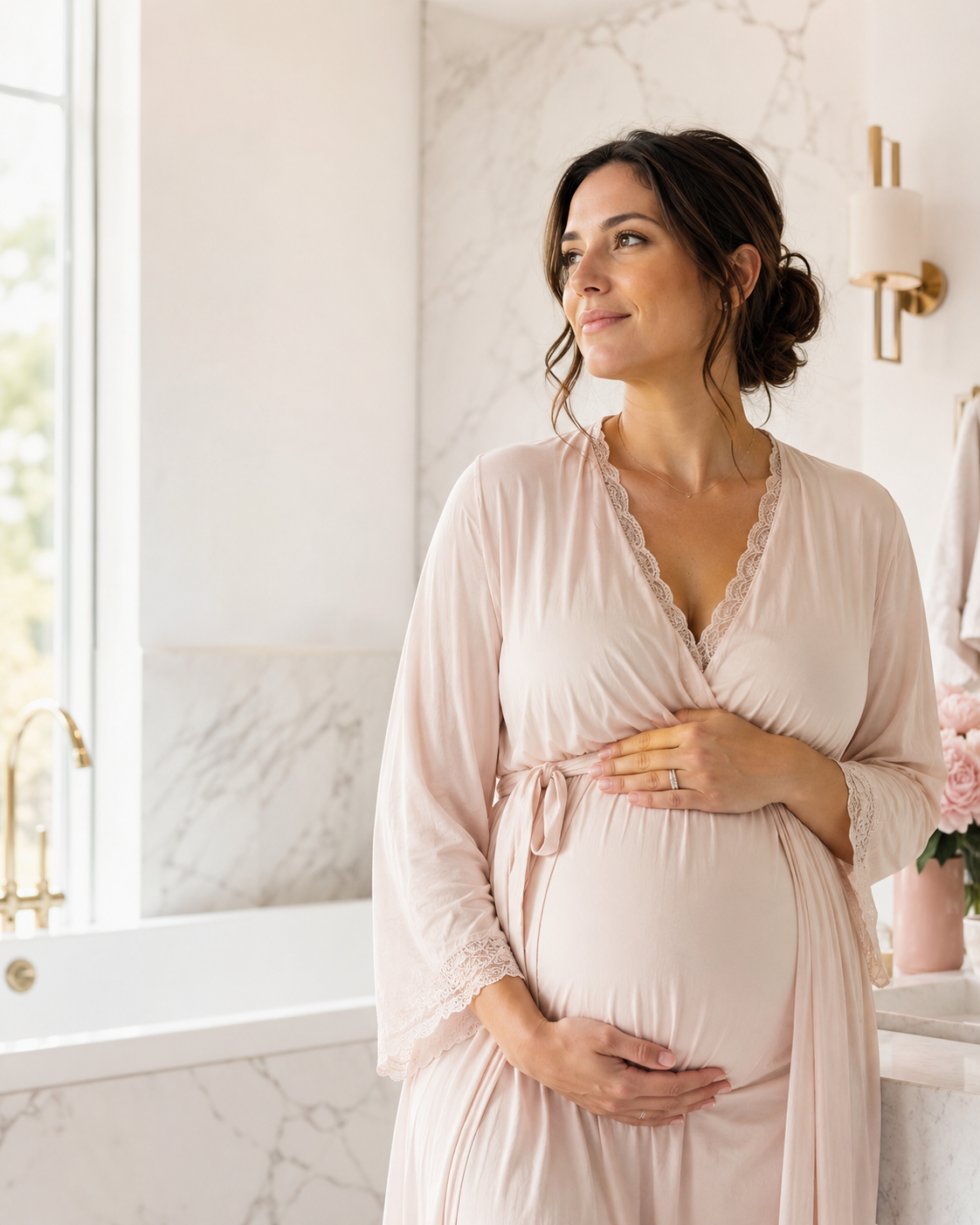 Pregnant woman learning about safe yeast infection treatment and symptom relief during pregnancy