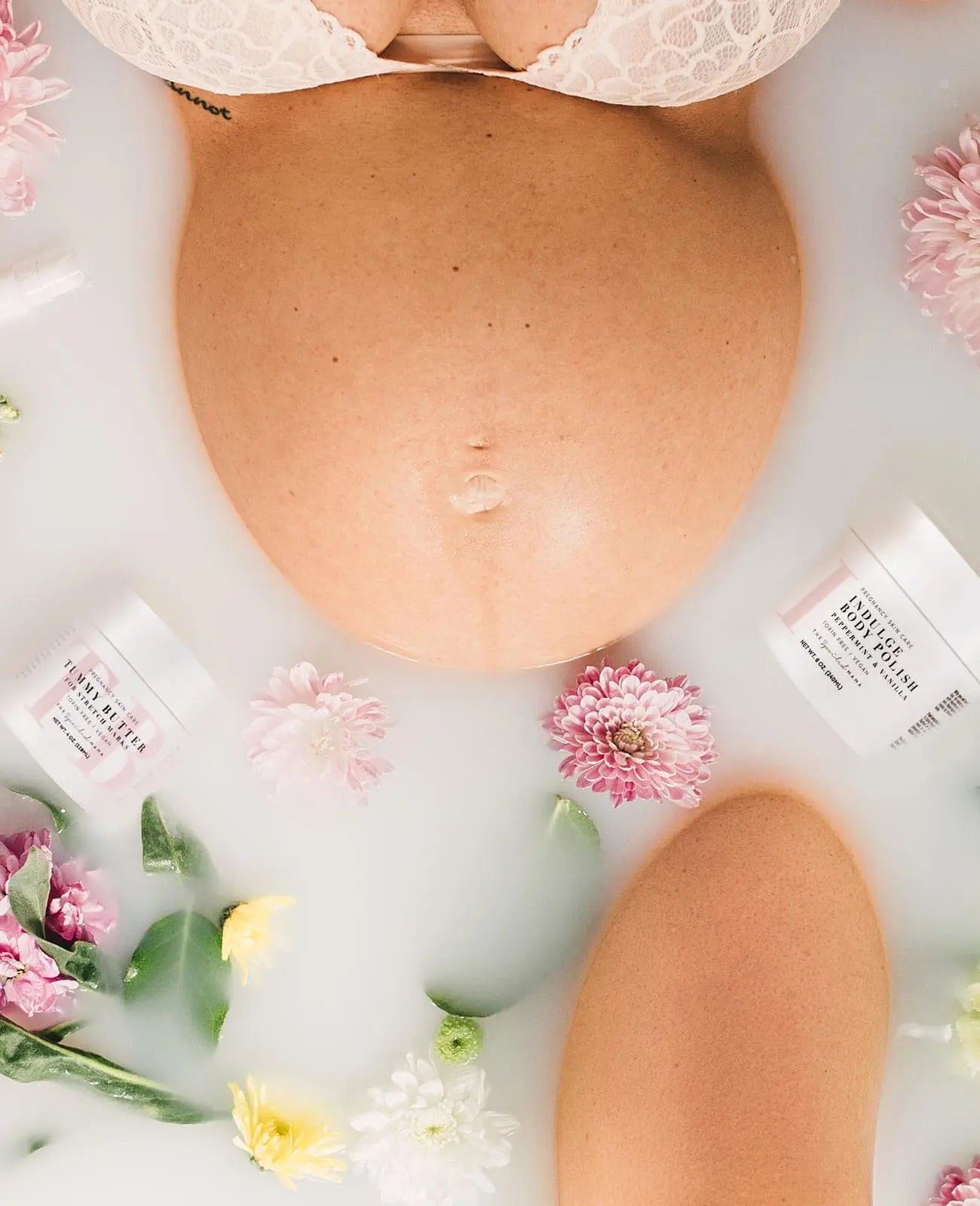 Pregnancy-safe skincare for moms in a milkbath 