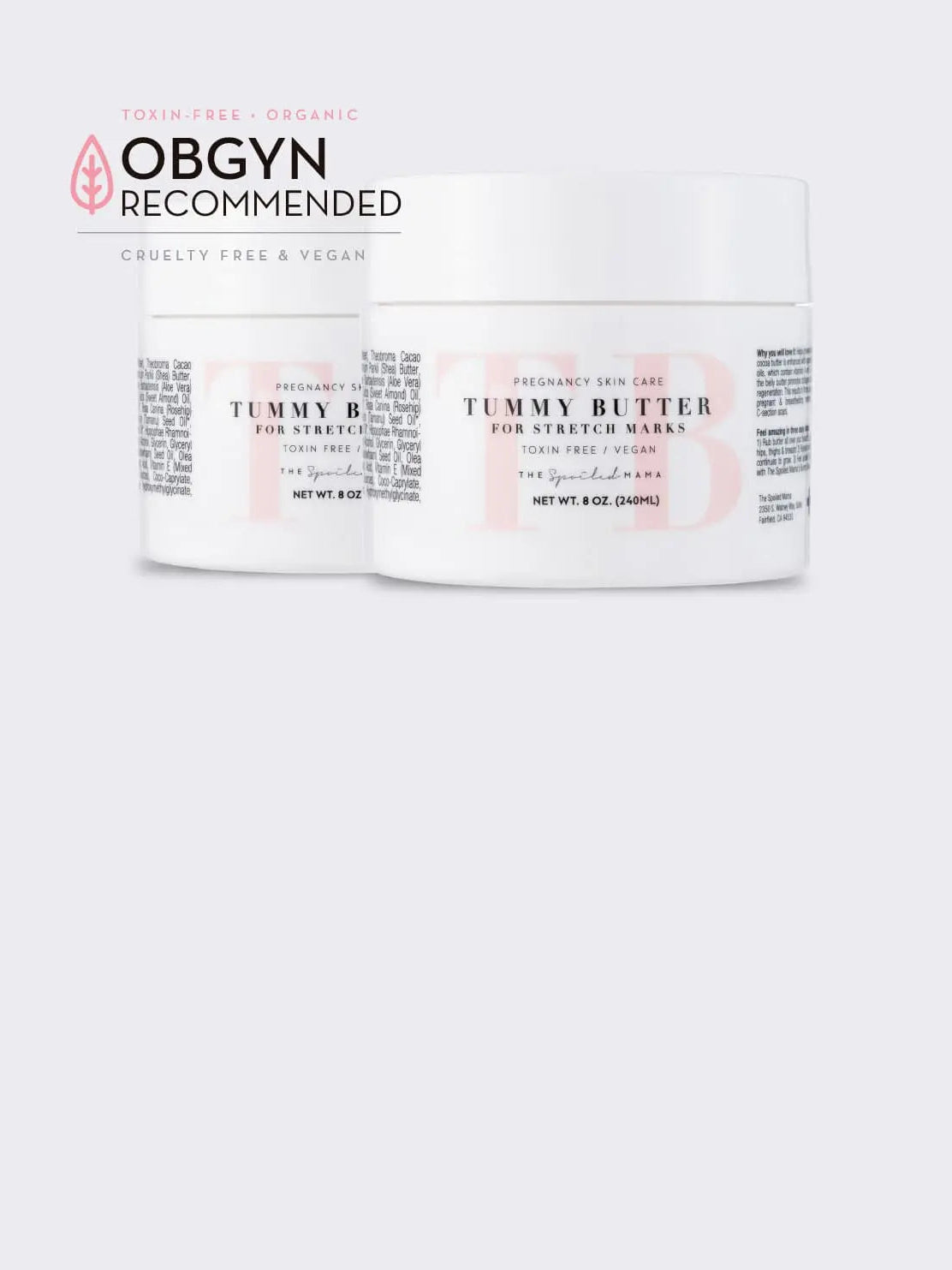 Hydrating stretch mark oil and cream for pregnant bellies with organic ingredients